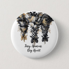 Bóton Redondo 5.08cm Árvores de Natal Douradas e Negras Elegantes