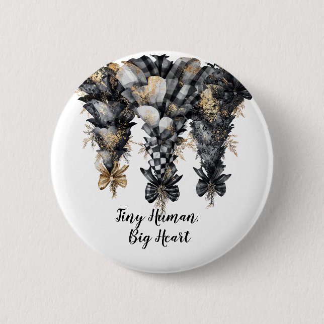 Bóton Redondo 5.08cm Árvores de Natal Douradas e Negras Elegantes (Frente)