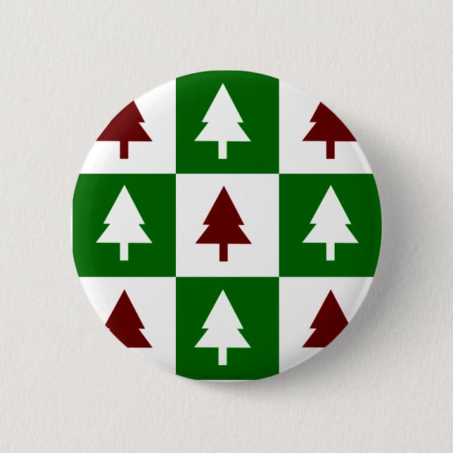 Bóton Redondo 5.08cm Árvores de Natal Verdes e Vermelhas (Frente)