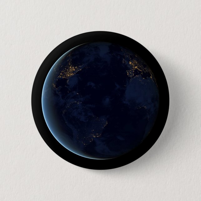 Bóton Redondo 5.08cm As Luzes da Terra à Noite (Frente)