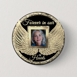Bóton Redondo 5.08cm Asas de Anjo Memorial Personalizadas Adicionar Fot