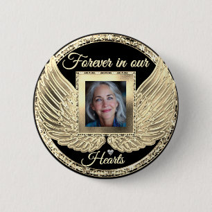 Bóton Redondo 5.08cm Asas de Anjo Memorial Personalizadas Adicionar Fot