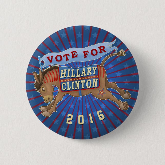 Bóton Redondo 5.08cm Asno 2016 do presidente Democrata de Hillary (Frente)