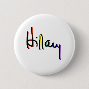 Bóton Redondo 5.08cm Assinatura Hillary Clinton Pride Rainbow - Pol LGB