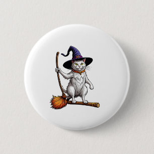 Bóton Redondo 5.08cm Assistente de Gato Halloween Bruxas Místicas Cat L