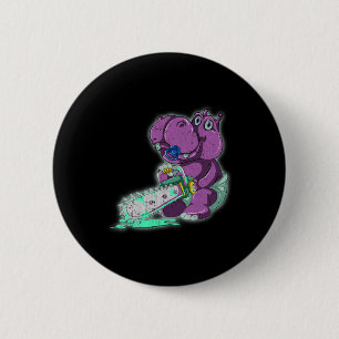 Bóton Redondo 5.08cm Assustador Hippo Assustador Vaporwave Animal Chain