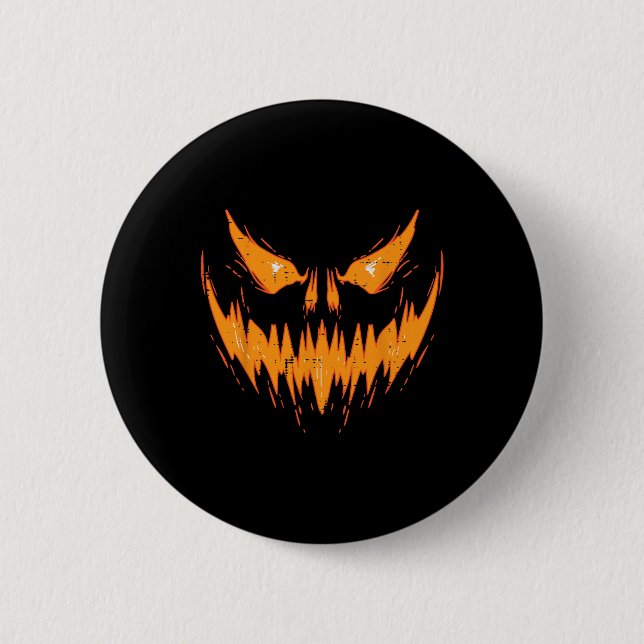 Bóton Redondo 5.08cm Assustador Jack O Lanterna Face Pumpkin Halloween (Frente)