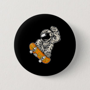 Bóton Redondo 5.08cm Astronaut Skateboarder, Amante do Skate, Astro