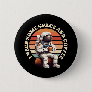 Bóton Redondo 5.08cm Astronauta Bebendo Café