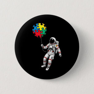 Bóton Redondo 5.08cm Astronauta Bylloon Autismo Atenção Espaço Autista