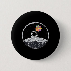 Bóton Redondo 5.08cm Astronauta Bylloon Autismo Atenção Espaço Autista