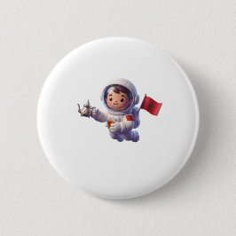 Bóton Redondo 5.08cm Astronauta Marroquino Fofo Kawaii Adesivo 3D