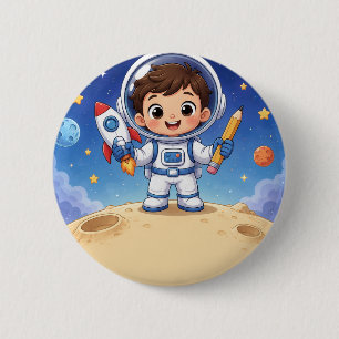 Bóton Redondo 5.08cm Astronauta Mirim Pronto para Explorar