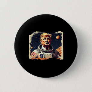 Bóton Redondo 5.08cm Astronauta Trump Ocupa Exploração Espacial de Mart
