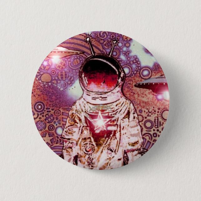 Bóton Redondo 5.08cm ASTRONAUTA - V - Pinback (Frente)