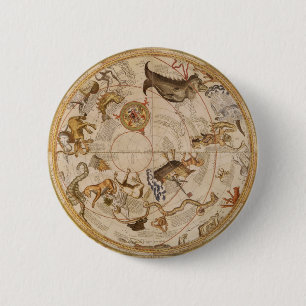Bóton Redondo 5.08cm Astronomia do Vintage, Mapa Celestial do Planisphe