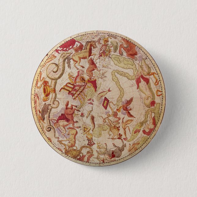Bóton Redondo 5.08cm Astronomia venenosa, mapa celestial de Carel Allar (Frente)
