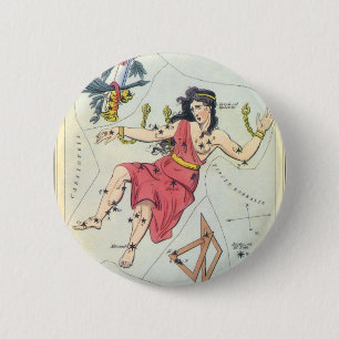 Bóton Redondo 5.08cm Astronomia Vintage, Estrelas de Constelação, And