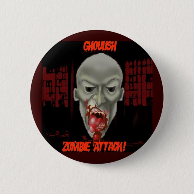 Bóton Redondo 5.08cm Ataque Zombie Ghoulish (Frente)