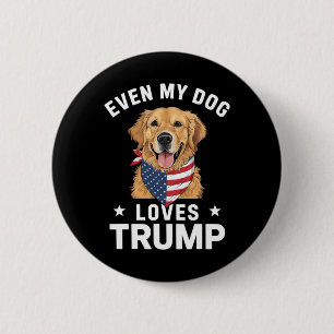 Bóton Redondo 5.08cm Até Meu Cão Adora Trump Usa Flag Bandana