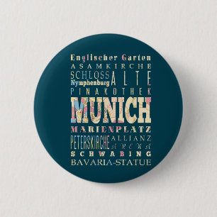 Bóton Redondo 5.08cm Atrações & lugares famosos de Munich, Alemanha
