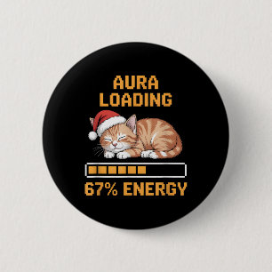 Bóton Redondo 5.08cm Aura de Gato Carregando 67 Porcento de Energia Eng
