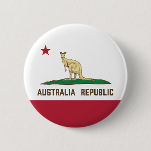 Bóton Redondo 5.08cm Austrália República da Califórnia Flag Kangaroo