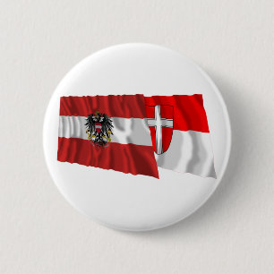 Bóton Redondo 5.08cm Áustria & bandeiras de ondulação de Wien