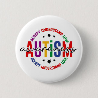 Bóton Redondo 5.08cm Autism Awareness Pin – Support & Acceptance Button