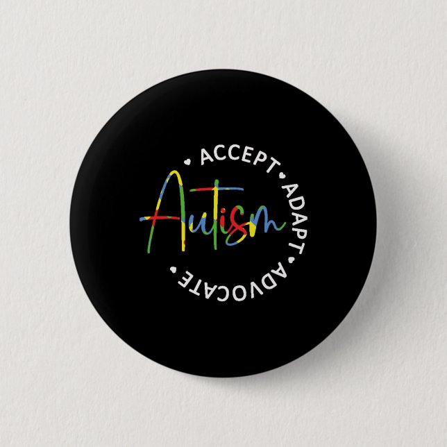 Bóton Redondo 5.08cm Autismo Accept Adaptar Advocate Leve Longa (Frente)