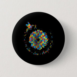 Bóton Redondo 5.08cm Autismo de Aceitação de Amor ao Vivo por Quebra-ca