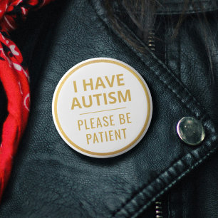 Bóton Redondo 5.08cm Autismo de texto Dourado mínimo e elegante