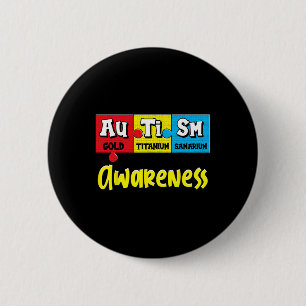 Bóton Redondo 5.08cm Autismo Engraçado Quebra-cabeça Químico Periódico 