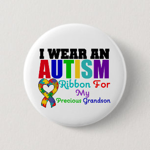 Bóton Redondo 5.08cm Autismo eu visto a fita para meu neto precioso
