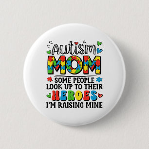 Bóton Redondo 5.08cm Autismo Mãe Aumentando A Consciência Do Herói Auti