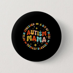 Bóton Redondo 5.08cm Autismo Mama Groovy Autismo Consciência Inspiração