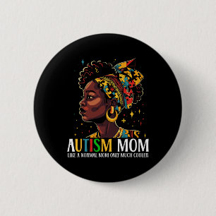 Bóton Redondo 5.08cm Autismo negro africano e engraçado mãe afrodescend