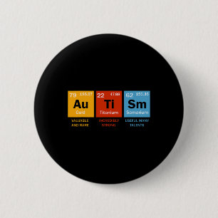 Bóton Redondo 5.08cm Autismo Química Elementos de Mesa Periódicos Autis