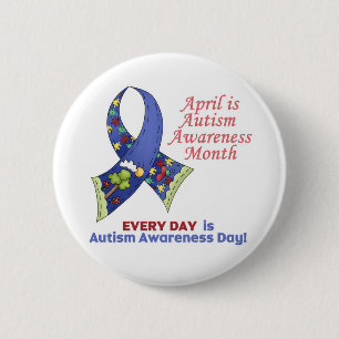Bóton Redondo 5.08cm Autismo Sensibilização Abril e Todos os Dias