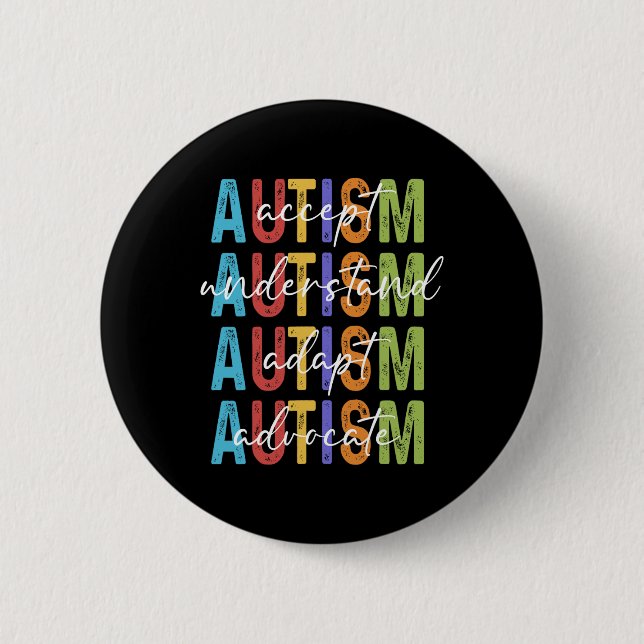 Bóton Redondo 5.08cm Autismo Sensibilização Aceite Compreender Adaptar  (Frente)