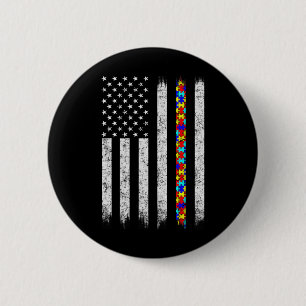 Bóton Redondo 5.08cm Autismo Sensibilização Bandeira Americana