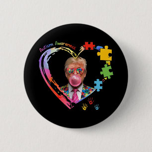 Bóton Redondo 5.08cm Autismo Sensibilização Engraçada Trump Suporte Aut