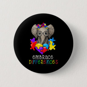 Bóton Redondo 5.08cm Autismo Sensibilização Óculos de Difusão Elefante