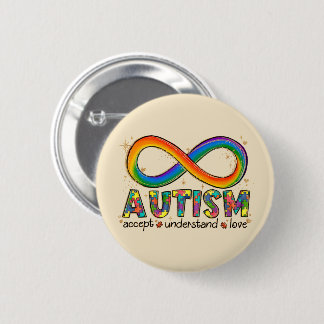 Bóton Redondo 5.08cm Autismo - Símbolo Infinito - Aceitar, Entender, Am