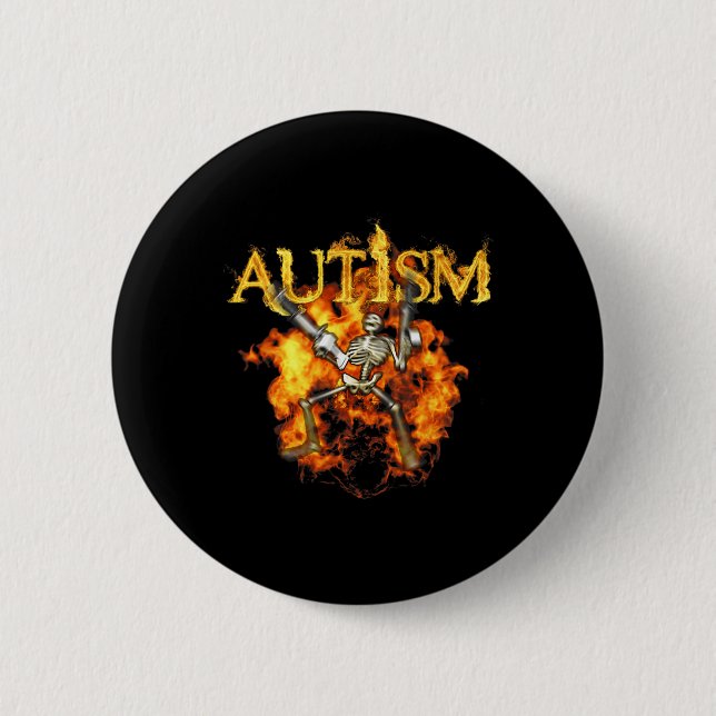 Bóton Redondo 5.08cm Autismo Skeleton Torna Bones Engraçados (Frente)