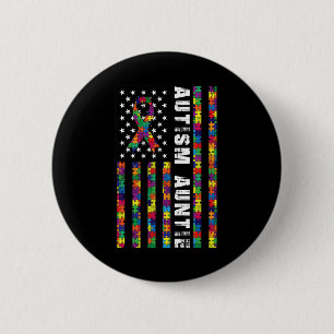 Bóton Redondo 5.08cm Autismo Tia Americana Flag Autism - Presente de Co