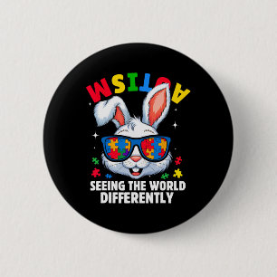 Bóton Redondo 5.08cm Autismo Vendo o Mundo de Forma Diferente Bunny de 