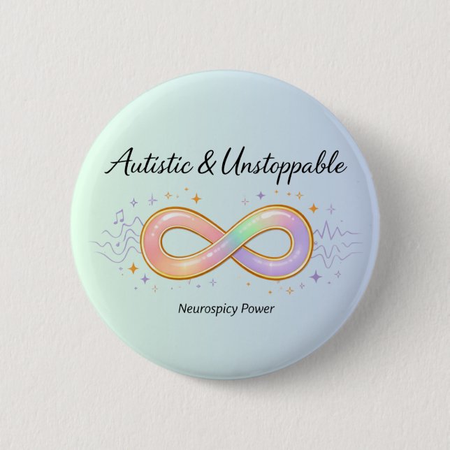 Bóton Redondo 5.08cm Autistic Unstoppable Pastel Infinity Symbol Gift (Frente)