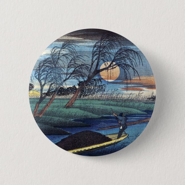Bóton Redondo 5.08cm Autumn Moon Seba, Hiroshige (Frente)