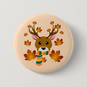 Bóton Redondo 5.08cm Autumn Scarf Deer Mapaves